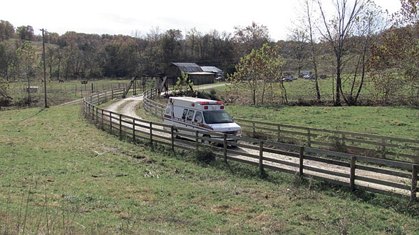 A crime scene investigations van leaves the scene of a homicide at 3682 County Road 488 near Holts Summit Wednesday morning. The property is owned by Jeff and Gina Werdehausen. Jeff was killed there Tuesday night, and his wife was taken to University Hospital in Columbia for treatment of injuries.