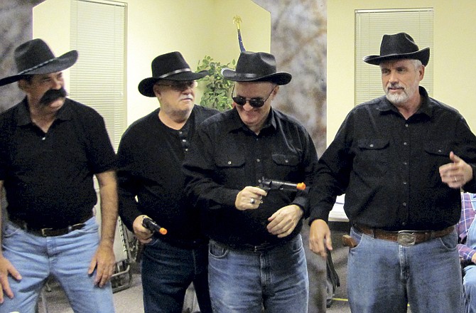 The Show-Me Showboaters rehearse for their show, "The Show Me Gang and the unFair Maiden in a Not Quite Right Spaghetti Western." The show will be performed Saturday at the Miller Performing Arts Center and again Nov. 13 at Finke Theater in California. 