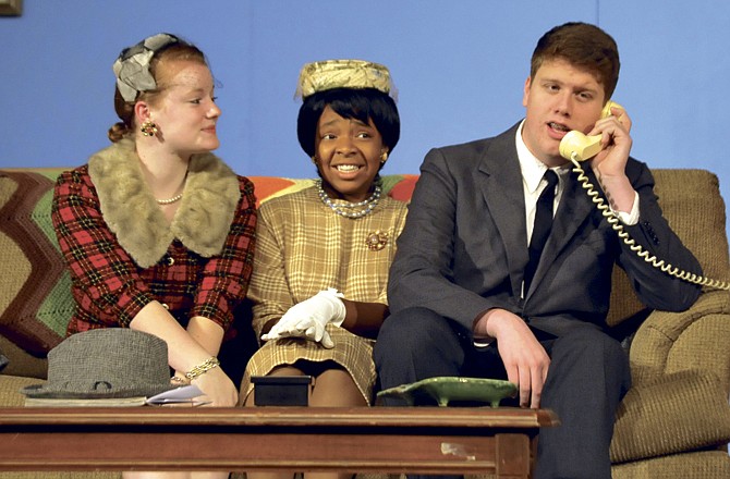 Katie Jones, Erika Flowers and Steve Zenishek rehearse a scene from "Come Blow Your Horn," which will be put on by Jefferson City High School at the Miller Performing Arts Center this weekend. 