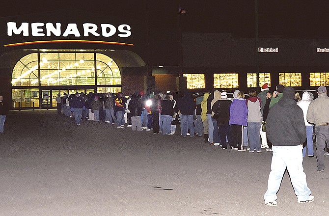 Long lines at area stores didn't stop the bargain shoppers on Friday. Many had waited since the early morning, including those camped out in front of Menards in Jefferson City.