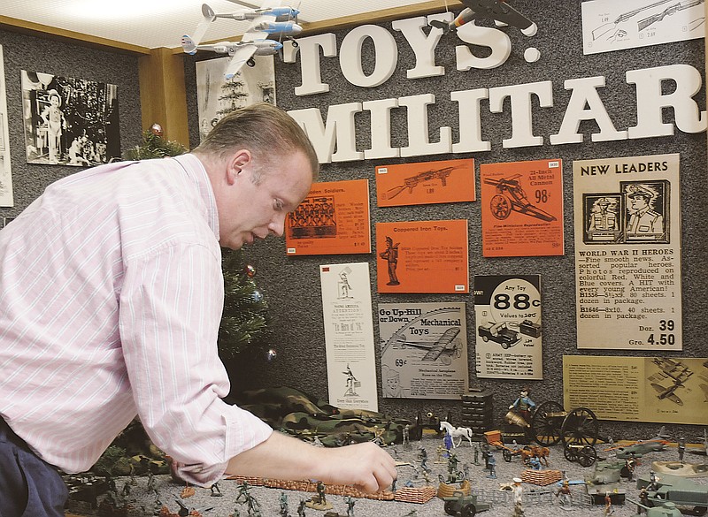 Charles Machon, of the Museum of Military History at the Ike Skelton Training Site, has built a display of toys of the military variety. The display is free and open to the public during regularly scheduled business hours Monday through Friday.