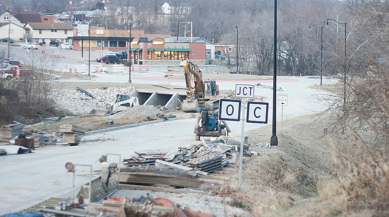 Stephanie Backus/FULTON SUN photo: According to City Engineer Greg Hayes, Fulton's roundabout is "still on schedule to be open by Dec. 16, or at least before Christmas."