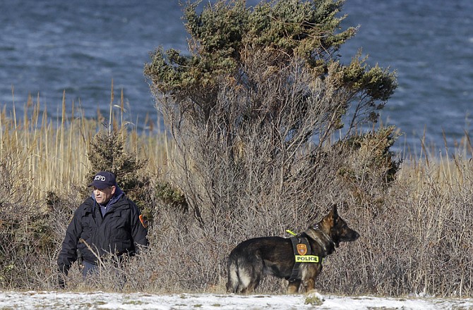 Police search Tuesday in the brush by the side of the road on Cedar Beach, near Babylon, N.Y. Authorities looking for a missing prostitute have discovered four bodies near Oak Beach since Saturday. 