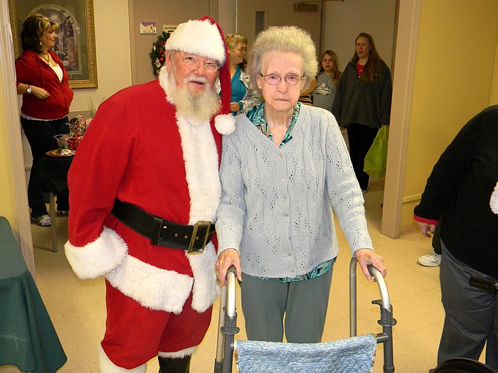 "Santa" with Moniteau Care Center resident Virginia Anderson during the Christmas event held Friday, Dec. 19.