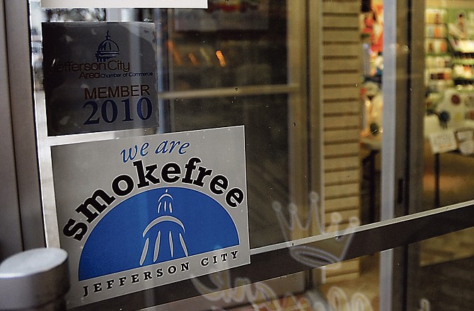 A sign on the door of Carrie's Hallmark proclaimed its smokefree status before Jefferson City voters approved a smoking ban for restaurants and bars. The debate and vote constituted the News Tribune's No. 2 local story for 2010. 