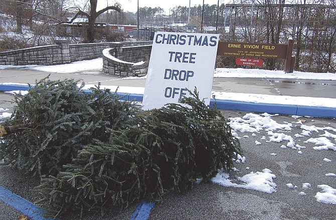 Jefferson City's parks department accepts undecorated and unflocked Christmas trees at this dropoff spot in Washington Park through the end of January. 