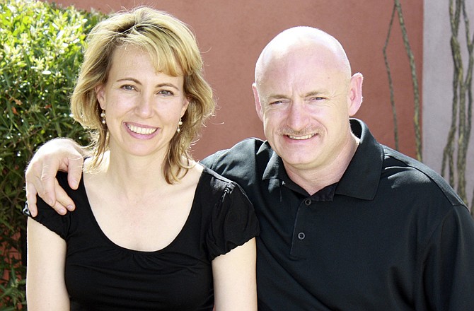 Rep. Gabrielle Giffords, left, is shown with her husband, NASA astronaut Mark Kelly.