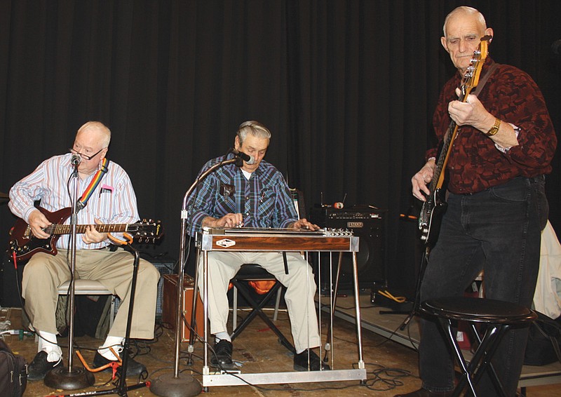 Mandi Steele/FULTON SUN photo: Left, Frank Schroeder, Dale O'Neal and Bill Benskin rock out Thursday night during a performance at Westminster College. The three are part of the six-member Easy Rhythm Band that plays at venues all over the area.