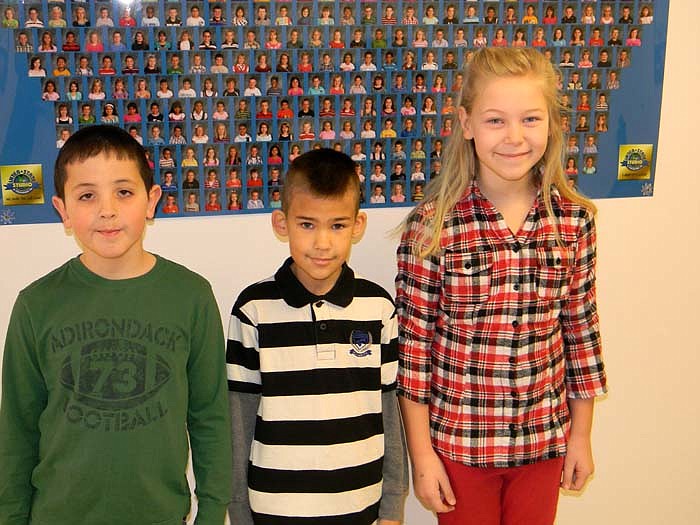 California Elementary School Students of the Week for Feb. 11, from left, are third graders Braeden Birdsong, Jacob Wilkinson and Paige Lamm.