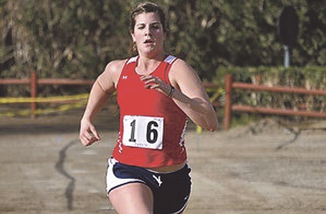 Rosalie Purvis competes in the Palm Springs Qualifier held in January. Running is one part of the pentathlon event. 