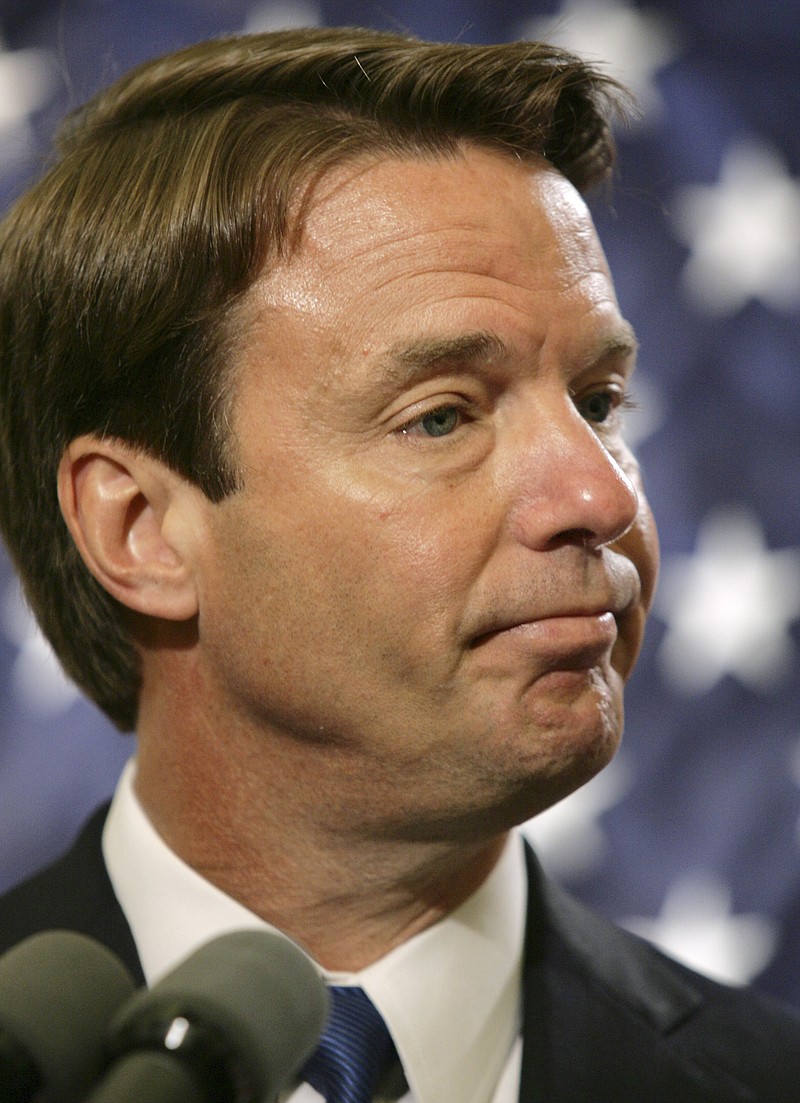 This June 7, 2007 file photo shows two-time presidential candidate John Edwards listening to a reporter's question in New York. Edwards has testified under oath in a lawsuit over a videotape that purportedly depicts him in a sexual encounter, an attorney for a former Edwards aide said, Monday, Feb. 14, 2011.  (AP Photo/Kathy Willens, file)