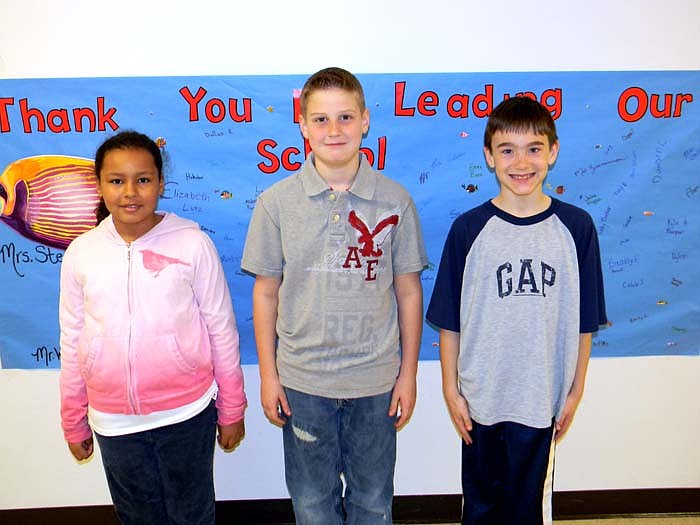 California Elementary School Students of the Week for March 4, from left, are fourth graders Mya Surface, Avery Taggart and Isaac Ash. Simeon Parvin was not present.
