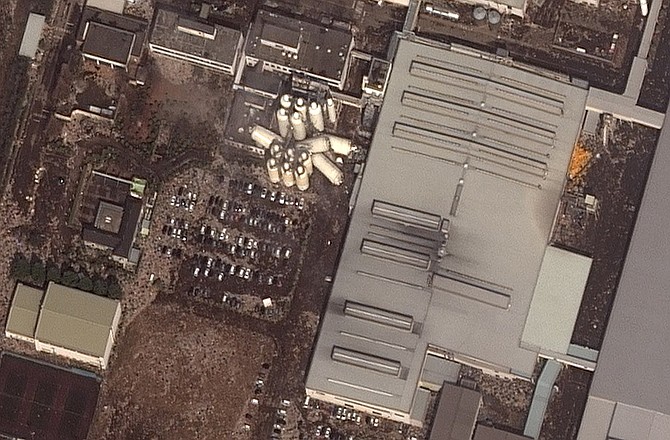 This satellite image provided by DigitalGlobe shows damage to the Kirin plant in Sendai, Japan, after a 9.0-magnitude earthquake struck Japan on March 11.