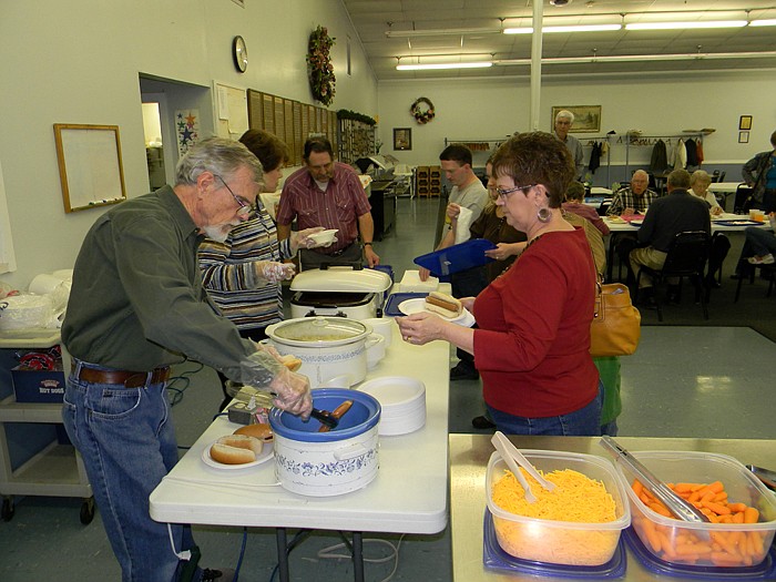 Chili, chicken noodle soup, hot dogs, carrots, celery and dessert were available along with drinks at the chili supper fundraiser.