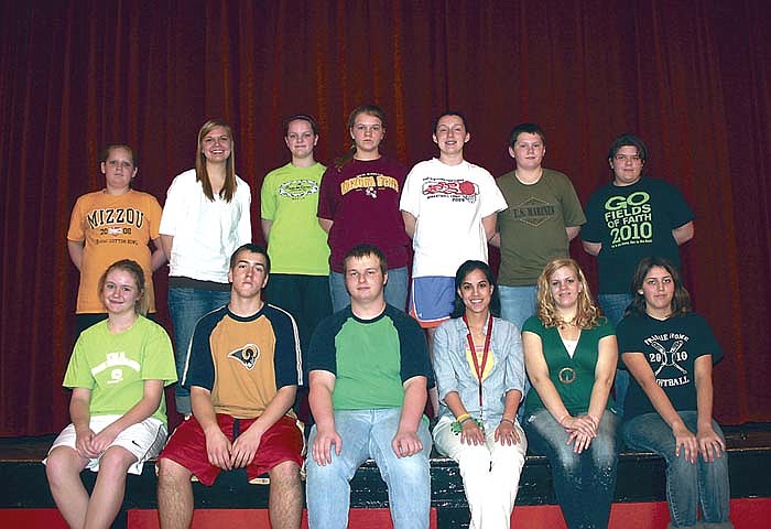 Drama students at Prairie Home School will present the play "Where Were You When the Tardy Bell Rang" April 8, a comedy about the conversations of teenagers before teachers enter their classrooms. Participants are, front row, from left, Makayla Zey, Sam Distler, Jeremiah Wallingford, PHS Drama teacher Stacey Millus, Sarah Gipson and Jessie Kennedy; back row, Alex Porter, Tara Vonder Haar, Ally Small, Josie Flood, Kohlie Stock, Ben Stock and Denise Howell.
