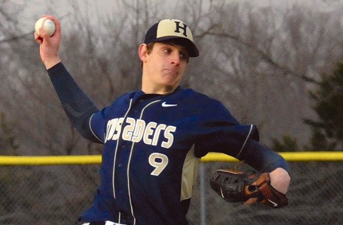 Bret Gerstner threw a complete-game five-hitter Monday to lead the Helias Crusaders to an 8-0 win over the Boonville Pirates as the American Legion Post 5 Sports Complex. 