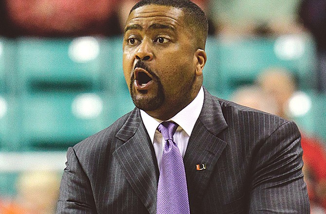 Miami head coach Frank Haith reacts to a call in the first half of a game last month against Virginia in the ACC tournament in Greensboro, N.C. Haith was hired Monday as Missouri's basketball coach