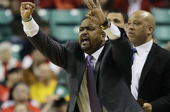 Miami head coach Frank Haith reacts in the second half of an NCAA college basketball game a in Greensboro, N.C., Thursday, March 10, 2011. Haith has agreed in principle to take over as coach at Missouri, leaving the Miami basketball program after seven seasons, a person with knowledge of the negotiations told The Associated Press late Sunday night, April 3, 2011.