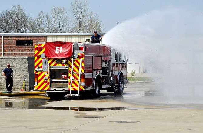 Jefferson City firefighters train at the Hyde Park training facility. (April 2011 News Tribune photo)