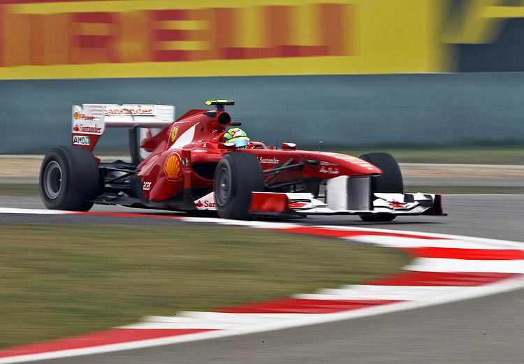 Ferrari Formula One driver Felipe Massa of Brazil  drives during the first practice session for the Chinese Formula One Grand Prix at the Shanghai International Circuit in Shanghai, China, Friday, April 15, 2011.
