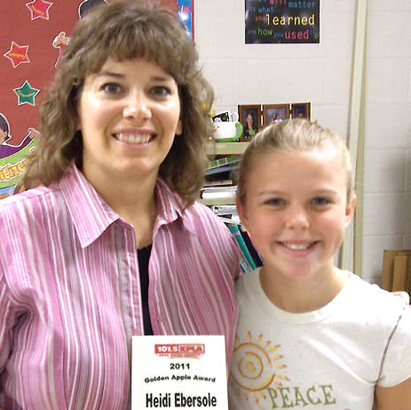 Contributed photo: Bush Elementary third-grade teacher Heidi Ebersole was nominated for - and won - the 2011 Golden Apple by former student Grace Sparks. Ebersole was one of three finalists from Fulton schools.