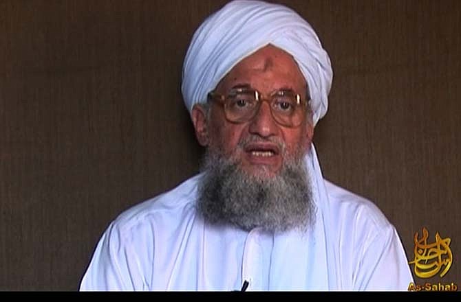 In this file image provided by Intel Center, Al-Qaida's No. 2, Ayman al-Zawahri, speaks during a new 106-minute long video released Sept. 22, 2009 predicting President Barack Obama's downfall at the hands of the Muslim world. Officials also said they believe the death of Osama bin Laden puts al-Qaida on a path of decline that will be difficult to reverse, but there was no word on the whereabouts of al-Zawahri, bin Laden's second-in-command.