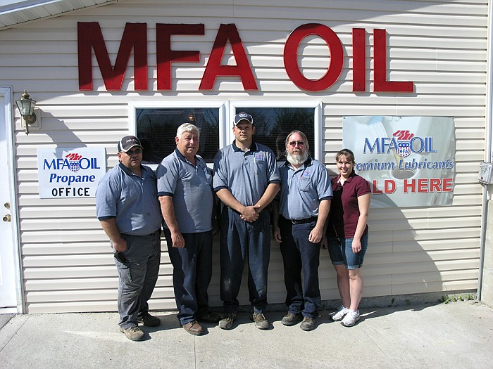 Employees at the California MFA Oil/Propane; from left, are Tim Wood, Terry Hamilton, Tom Procter, Russ Wagner and Cheryl Collier.