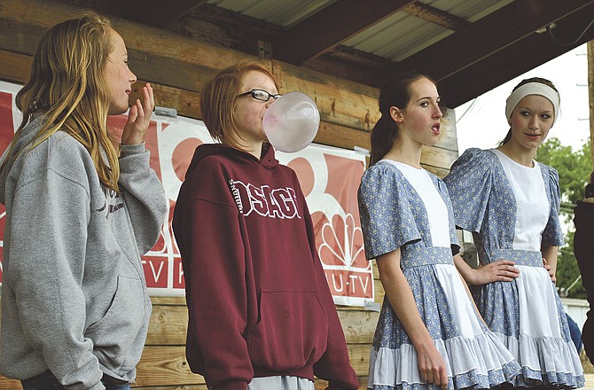 School of the Osage student Jessica Smith won the children's division of the bubble gum blowing contest held Saturday as part of the annual Oma Noma Days heritage festival, which celebrates the history of Lake of the Ozarks and the opening of Bagnell Dam in Lake Ozark, Mo.