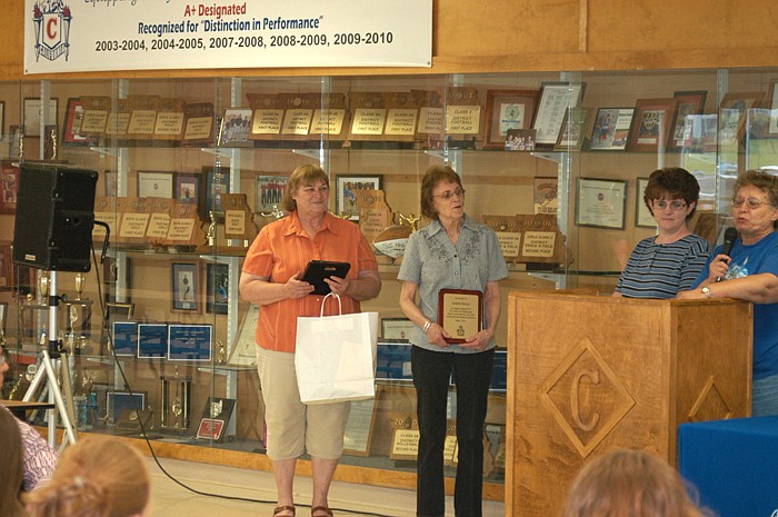 Audrey Westfall, left, and Judith Silver are retiring as cooks at the end of the school year. Westfall retires after 11 years at the school district and Silver after 16 years.