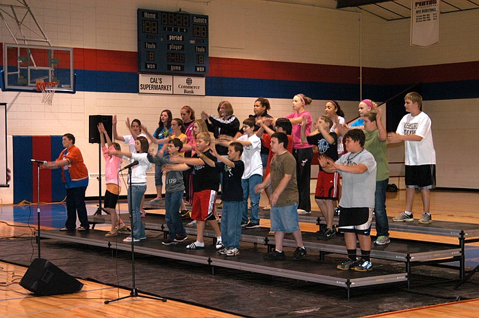 The Sixth grade group "Music Connection" performs a Justin Bieber medley "Baby" at the middle School Talent Show Thursday, May 26. 