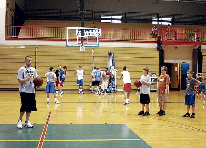 Training at the Pinto Basketball Camp held at California High School.