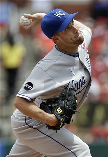 Kansas City Royals starting pitcher Danny Duffy throws during the first inning of an interleague baseball game against the St. Louis Cardinals Sunday, June 19, 2011, in St. Louis.