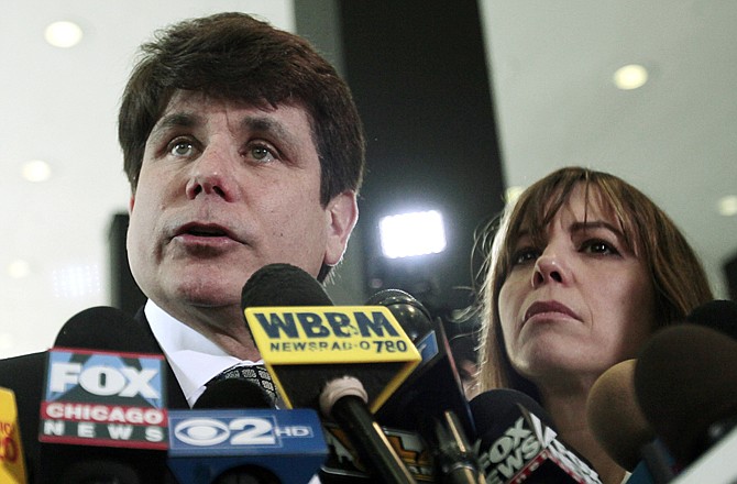 Former Illinois Gov. Rod Blagojevich speaks to the media after his conviction Monday.