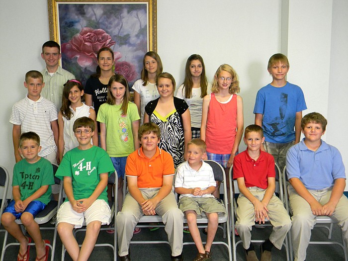 Members of Tipton, Moniteau County, Jamestown, Clarksburg, California Twin City and Show-Me 4-H clubs came together at Wood Place Public Library for the Moniteau County 4-H Achievement Day where they gave presentations to qualify for the state speaking and state fair demonstration contests.