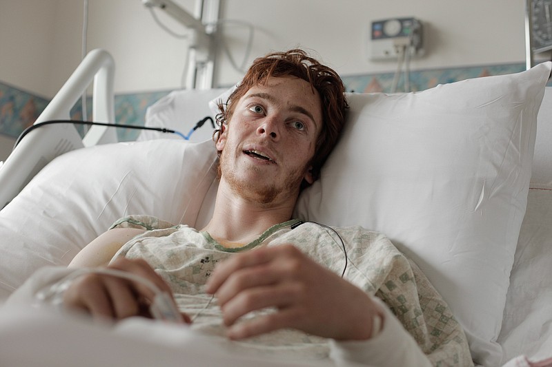 Samuel Gottsegen, 17, recounts his experiences as one of the victims of a bear attack that occurred Saturday evening near Talkeetna, Alaska, as he recovers in an Anchorage hospital.