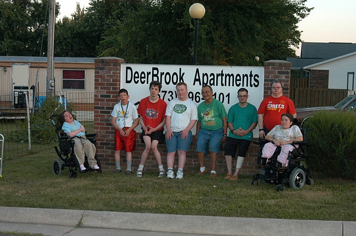 Residents of DeerBrook II gather before being served ice cream sundaes.