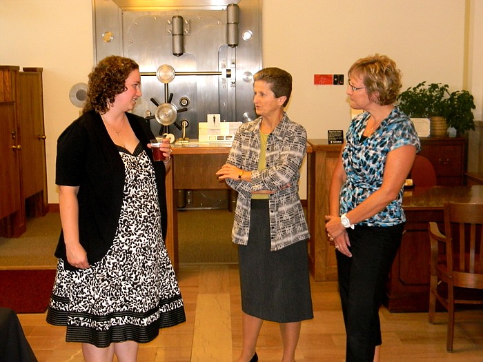 New to the California JCMG office, Dr. Crystal Cook, left, talks with Moniteau County Judge Peggy Richardson and County Clerk Michelle Higgins.