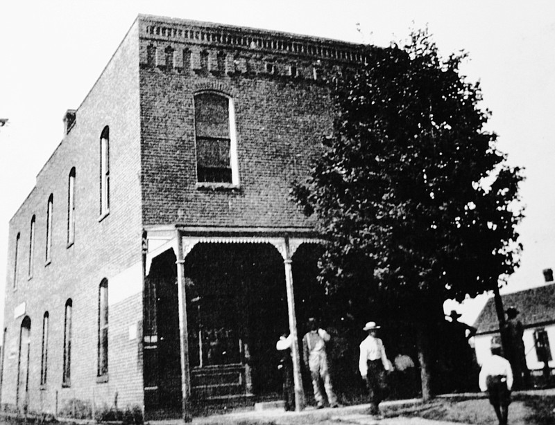 The first known photograph of the New Bloomfield Masonic Lodge that collapsed Thursday. The building had been used by the Bank of New Bloomfield from 1901 to 1931.
