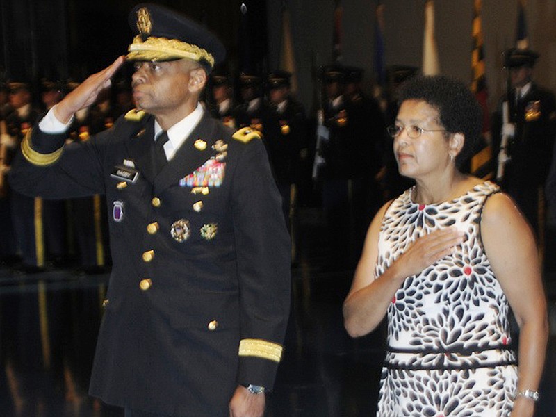 Maj. Gen. Byron Bagby, Ret., with his wife Monique during his retirement ceremoney after 33 years of service to the U.S. Army.