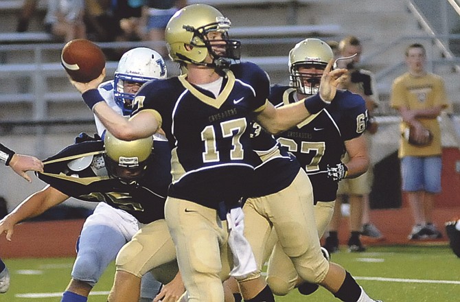 Helias quarterback Aaron Vossen threw for three touchdowns in last Friday's 23-21 win at Quincy (Ill.) Notre Dame.