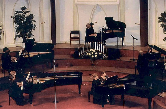 Piano Praise VIII will consist of groups of 10 pianists playing 5 pianos simultaneously. 