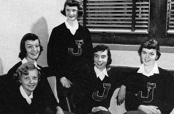 The Jayettes of 1953 were led by officers Virginia Ludwig, Mary Ann McNerney, Betty Schnider, Billye Faye Brown and Anne Hamilton. 