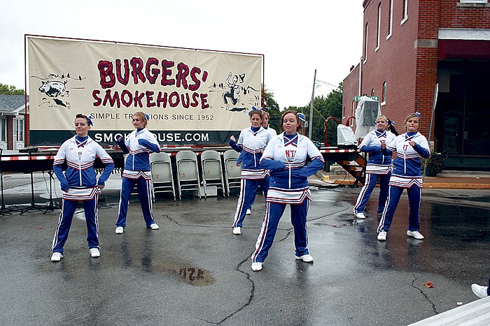 The California High School Cheerleaders perform at the North Stage of the Ham & Turkey Festival Saturday afternoon.