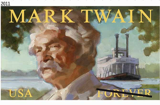 This handout image provided by the US Postal Service shows a postage stamp honoring Mark Twain. If Twain were alive today would he tweet: "OMG, reports of my death have been greatly exaggerated, LOL"? 