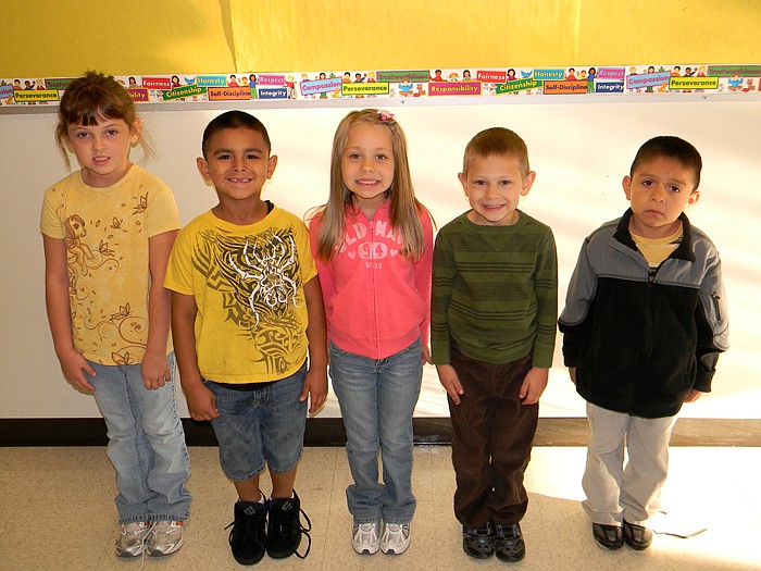 California Elementary School Students of the Week for Sept. 30, from left, are kindergartners Mabree Cooper, Micheal Almazon, Breyana Downing, Dillon Wood and Alberto Osio.