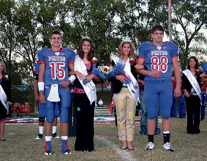 The 2011 California High School Homecoming coronation was held prior to kickoff Friday at Riley Field, where Elle Miller and Kamryn Koetting were crowned Homecoming queen and princess. From left are Koetting with escort Jaden Barr, and Miller with escort Alec Ramsdell. 