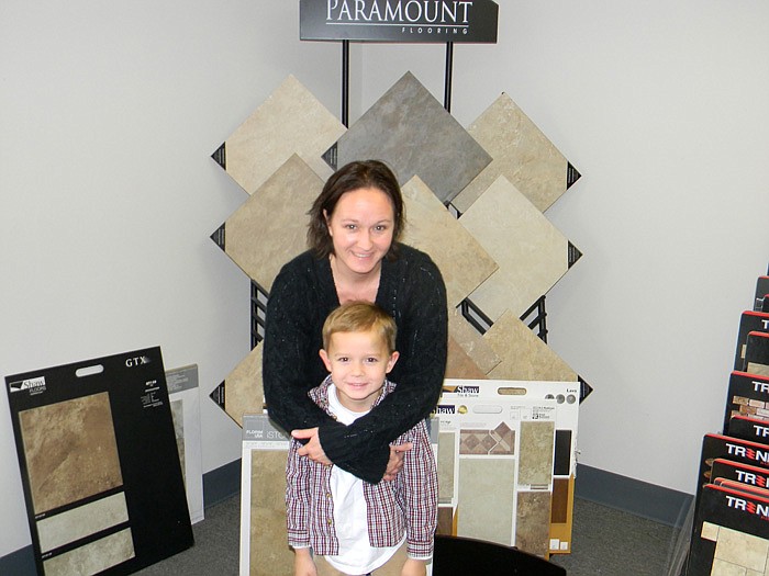Humphrey Custom Flooring, LLC, Owner Sallie Humphrey with son Cole.