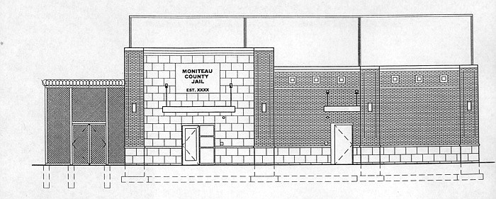 The above sketch is an architect's rendering of the appearance of the new Moniteau County jail when it is completed.