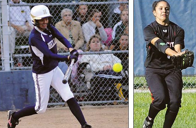 Shelby LeCuru (left) of the Helias Lady Crusaders and Jessica Moore of the Jefferson City Lady Jays were both recent Class 4 all-district and all-region softball selections. (File photos)