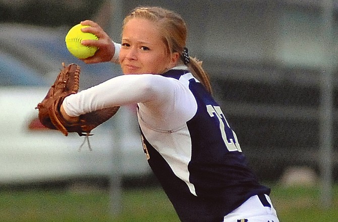 Helias shortstop Paige Bange, shown firing to first during a game this season, has been named an all-state honoree in Class 4.